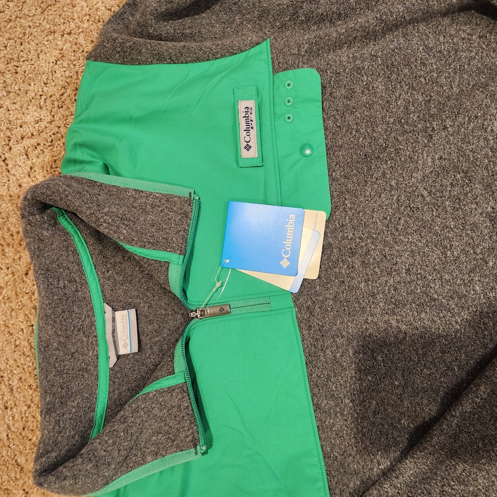 Columbia Green and Gray Pullover Fleece Pfg Xxl